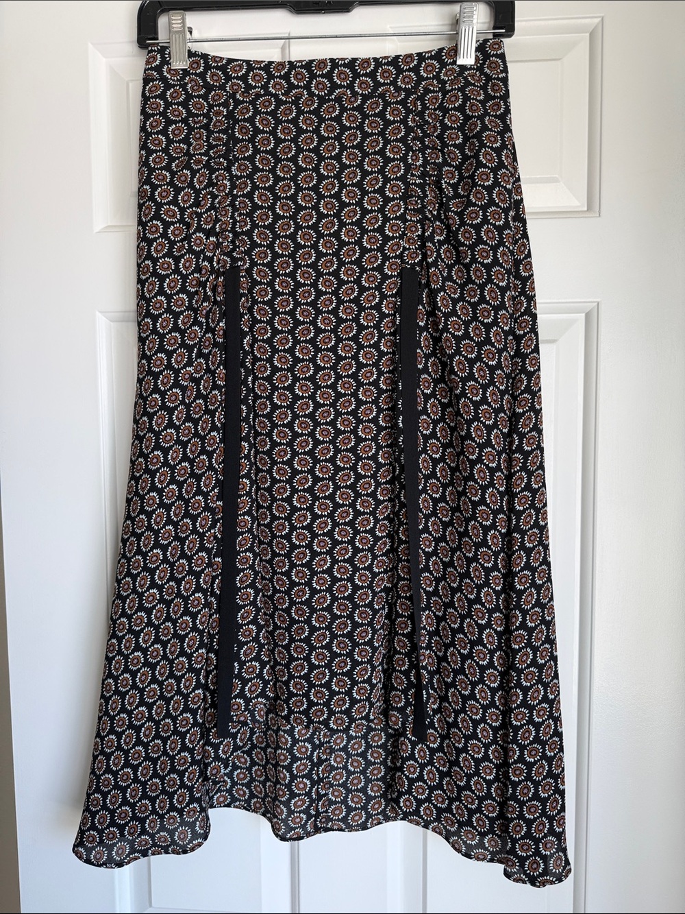 A.L.C. Black Floral-Print Midi Skirt - Size 0.